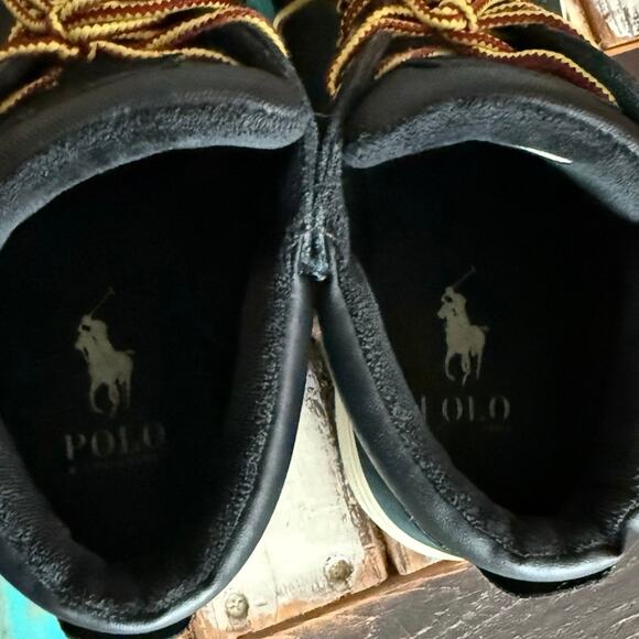 Polo Ralph Lauren Black shrunken Nubuck suede Canvas Sneaker Boot Men's 9.5 - Picture 7 of 16